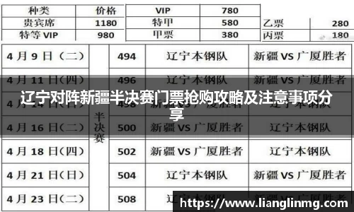 辽宁对阵新疆半决赛门票抢购攻略及注意事项分享